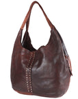 Spaghetti Western Swc184Brn Hobo Vintage Handmade Drum Dyed Genuine European Cowhide Leather Women Bag Western Handbag Purse