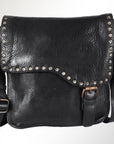 Spaghetti Western Swc198Blk Envelope Vintage Handmade Drum Dyed Genuine European Cowhide Leather Women Bag Western Handbag Purse