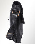 Spaghetti Western Swc198Blk Envelope Vintage Handmade Drum Dyed Genuine European Cowhide Leather Women Bag Western Handbag Purse