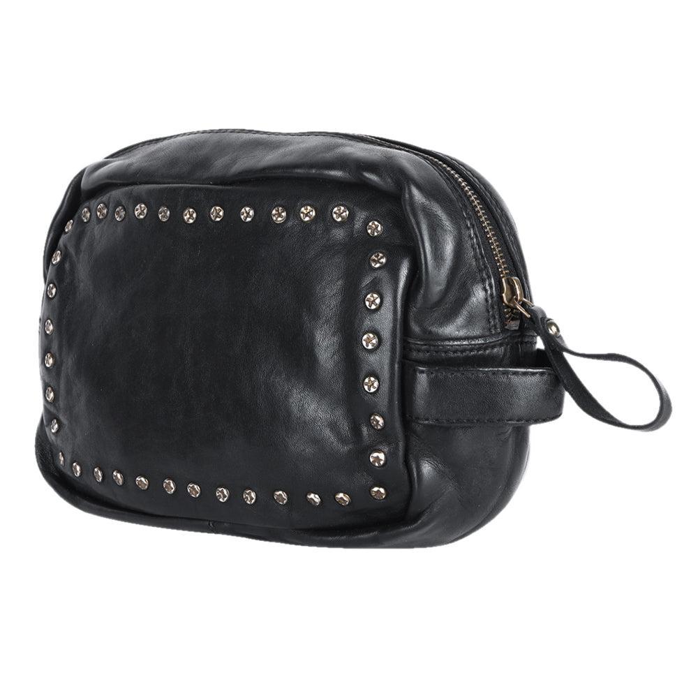 Spaghetti Western Swc200Blk Wristlet Vintage Handmade Drum Dyed Genuine European Cowhide Leather Women Bag Western Handbag Purse