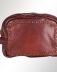 Spaghetti Western Swc200Cg Toiletry Vintage Handmade Drum Dyed Genuine European Cowhide Leather Women Bag Western Handbag Purse