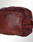 Spaghetti Western Swc200Cg Toiletry Vintage Handmade Drum Dyed Genuine European Cowhide Leather Women Bag Western Handbag Purse