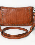 Spaghetti Western Swc195Cg Wallet Vintage Handmade Drum Dyed Genuine European Cowhide Leather Women Bag Western Handbag Purse