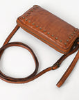 Spaghetti Western Swc195Cg Wallet Vintage Handmade Drum Dyed Genuine European Cowhide Leather Women Bag Western Handbag Purse