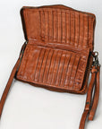 Spaghetti Western Swc195Cg Wallet Vintage Handmade Drum Dyed Genuine European Cowhide Leather Women Bag Western Handbag Purse
