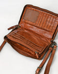 Spaghetti Western Swc195Cg Wallet Vintage Handmade Drum Dyed Genuine European Cowhide Leather Women Bag Western Handbag Purse
