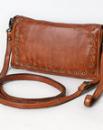 Spaghetti Western Swc195Cg Wallet Vintage Handmade Drum Dyed Genuine European Cowhide Leather Women Bag Western Handbag Purse