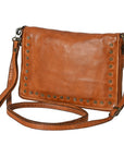 Spaghetti Western Swc197Tan Organiser Vintage Handmade Drum Dyed Genuine European Cowhide Leather Women Bag Western Handbag Purse