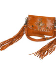 Spaghetti Western Swc147Tan Envelope Vintage Handmade Drum Dyed Genuine European Cowhide Leather Women Bag Western Handbag Purse