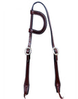 Bar H Equine Western Horse Genuine Leather Hand Tooled One Ear Headstall Dark Brown