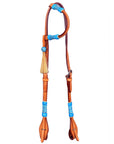 Bar H Equine Western Horse Genuine Leather Raw Hide One Ear Headstall Dark Brown