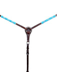 BAR H EQUINE Genuine Turquoise Rawhide Horse Western Leather Breast Collar Brown
