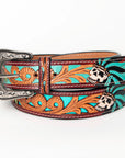 American Darling ADBLF128-L Beautifully Hand Tooled Genuine American Leather Belt Men and  Women