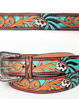 American Darling ADBLF128-L Beautifully Hand Tooled Genuine American Leather Belt Men and  Women
