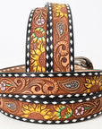 American Darling ADBLF130-L Beautifully Hand Tooled Genuine American Leather Belt Men and  Women