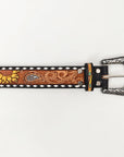 American Darling ADBLF130-L Beautifully Hand Tooled Genuine American Leather Belt Men and  Women