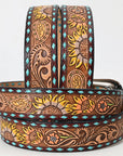 American Darling ADBLF132-L Beautifully Hand Tooled Genuine American Leather Belt Men and  Women