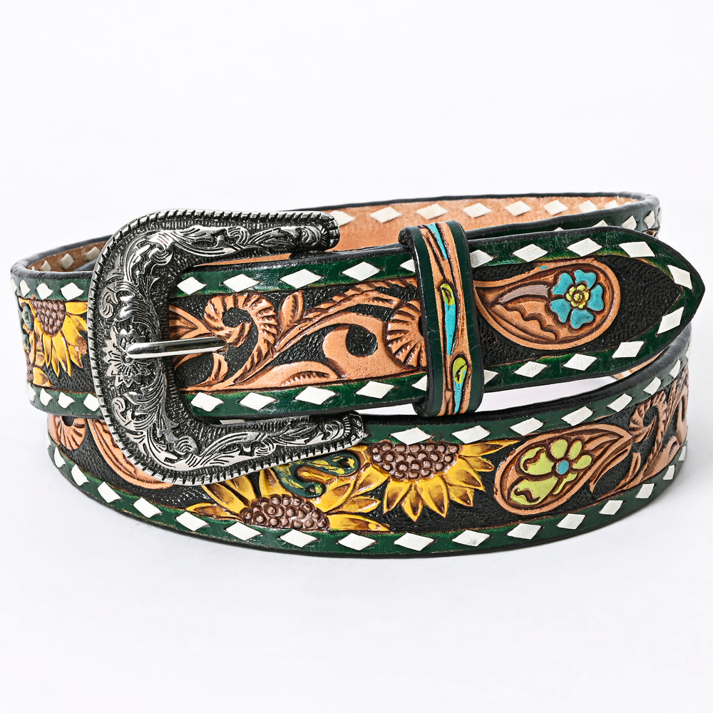 American Darling ADBLF133-L Beautifully Hand Tooled Genuine American Leather Belt Men and  Women