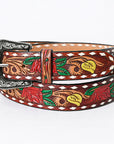 American Darling ADBLF135-L Beautifully Hand Tooled Genuine American Leather Belt Men and  Women