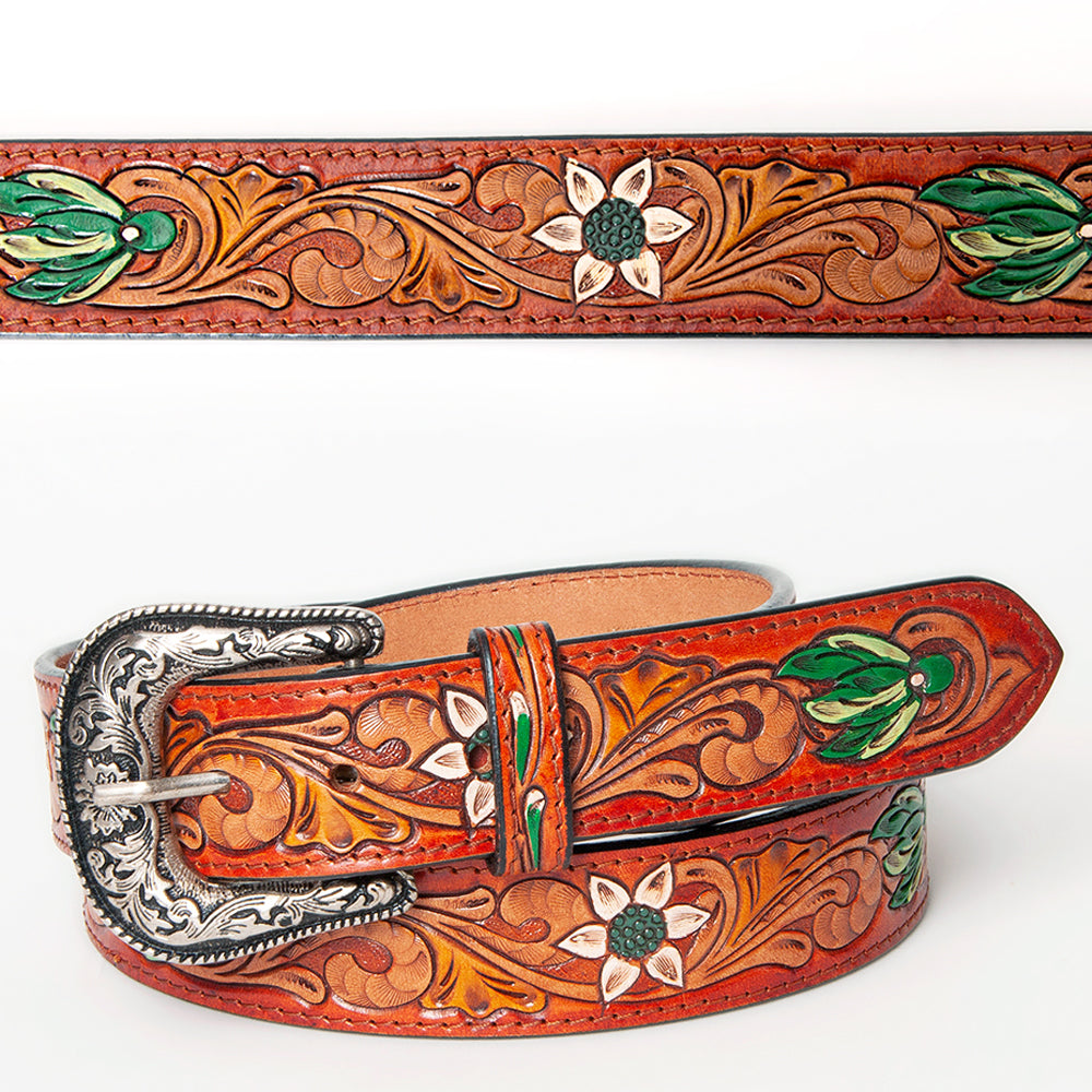 American Darling ADBLF138-L Beautifully Hand Tooled Genuine American Leather Belt Men and  Women