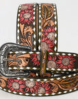 American Darling ADBLF139-L Beautifully Hand Tooled Genuine American Leather Belt Men and  Women