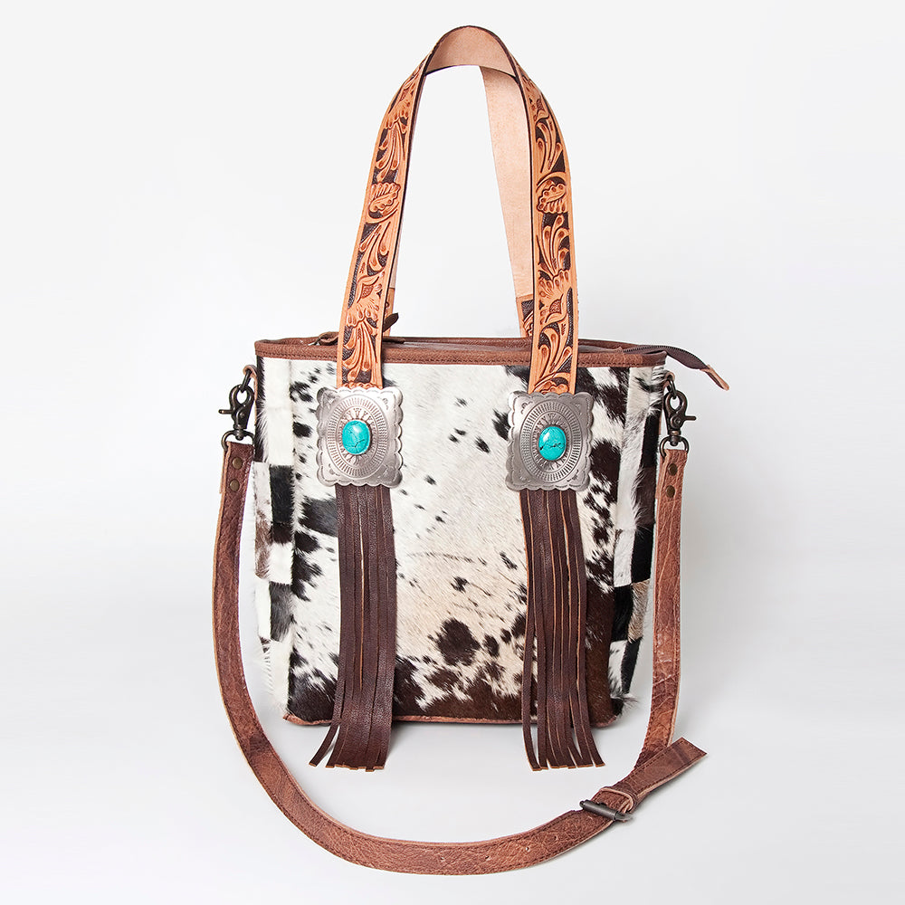 American Darling Tote Bag for Women, Hair-On Cowhide Western Bag, Premium Full Grain Leather with Fringes &amp; YKK Zipper