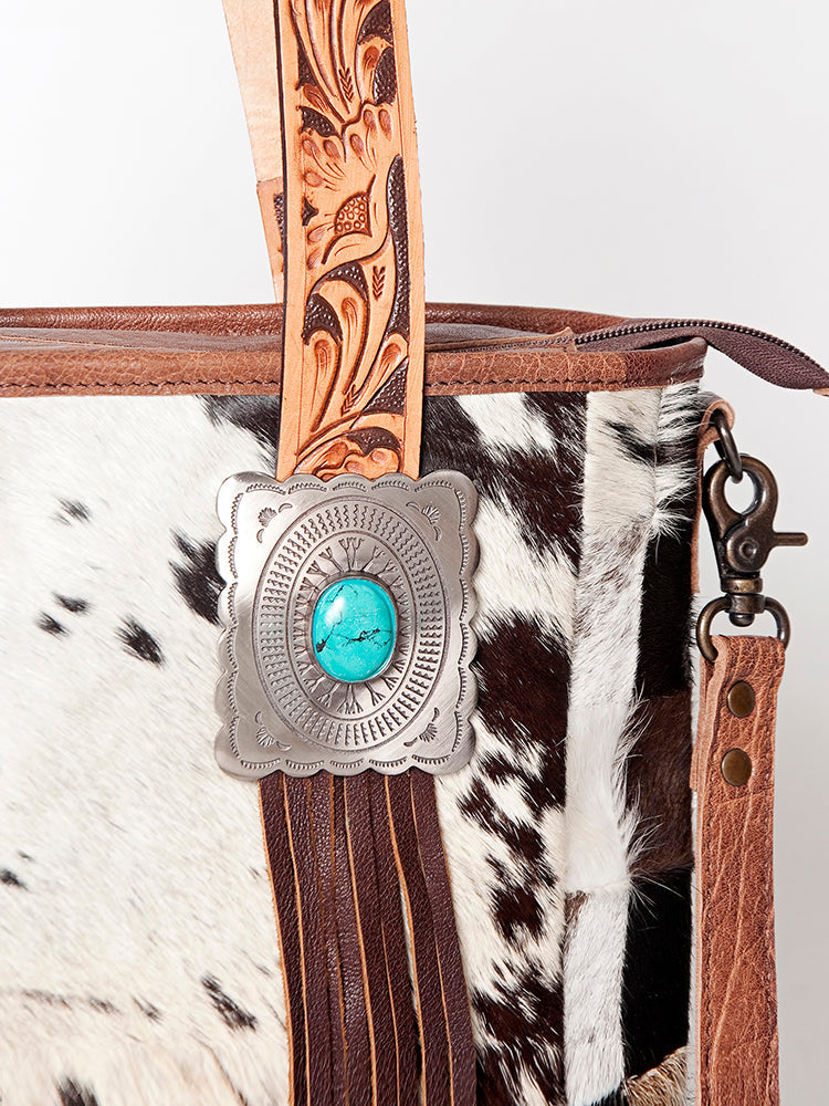 American Darling Tote Bag for Women, Hair-On Cowhide Western Bag, Premium Full Grain Leather with Fringes &amp; YKK Zipper