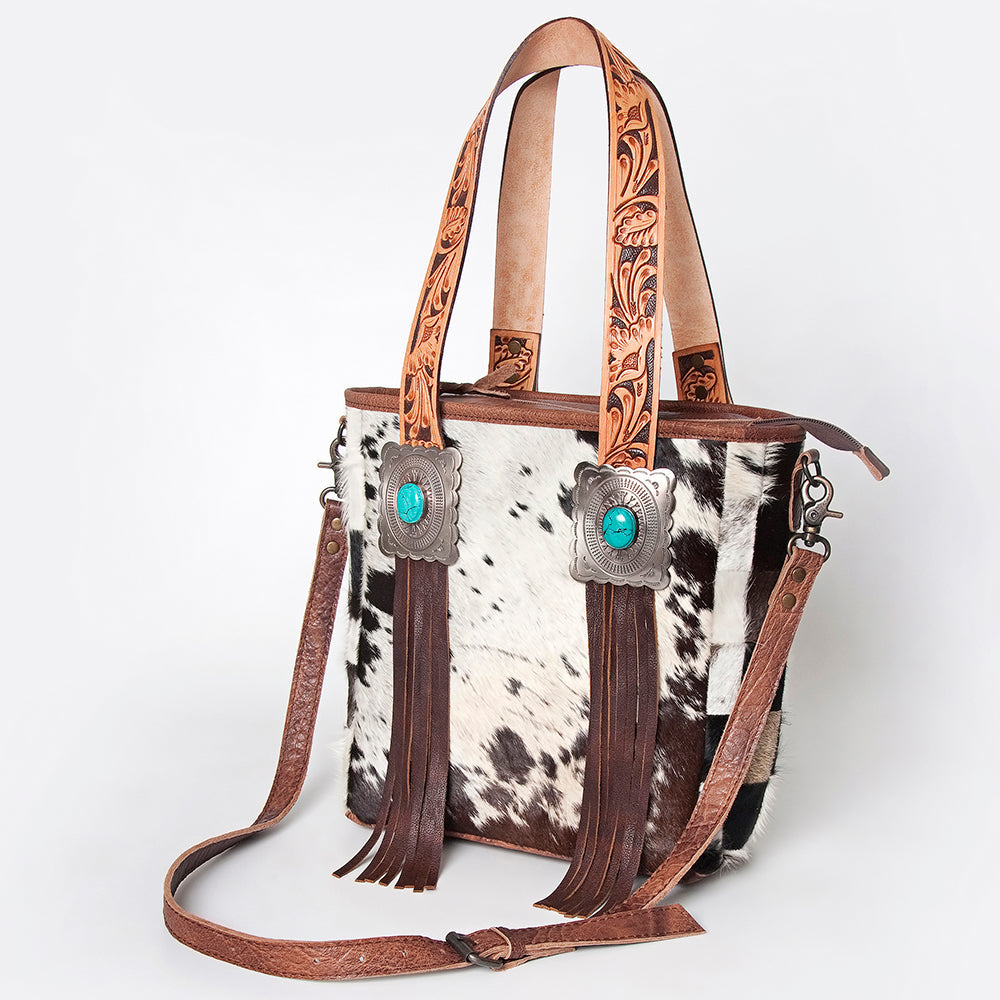 American Darling Tote Bag for Women, Hair-On Cowhide Western Bag, Premium Full Grain Leather with Fringes &amp; YKK Zipper