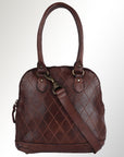Spaghetti Western Swc123Abrn Tote Vintage Handmade Drum Dyed Genuine European Cowhide Leather Women Bag Western Handbag Purse