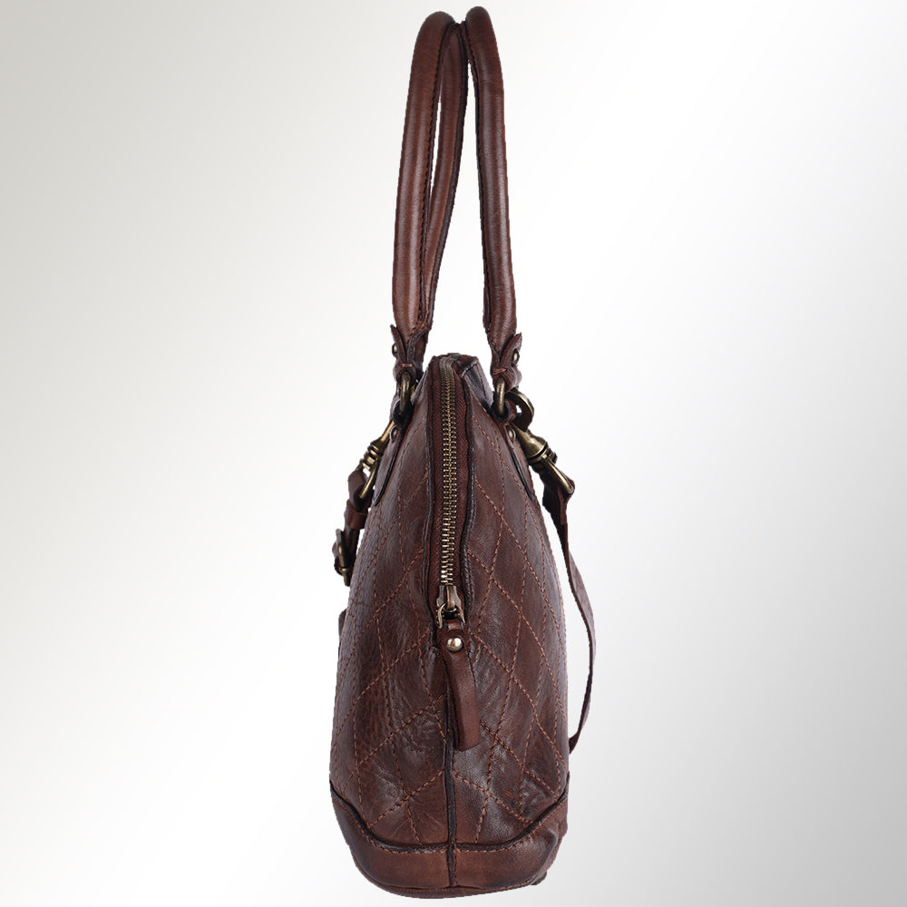 Spaghetti Western Swc123Abrn Tote Vintage Handmade Drum Dyed Genuine European Cowhide Leather Women Bag Western Handbag Purse