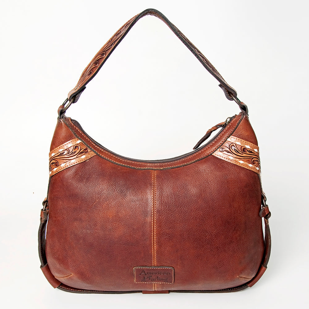 American Darling ADBGZ593 Hobo Hand Tooled Hair-On Genuine Leather Women Bag Western Handbag Purse