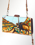 American Darling Wristlet Bag, Hand-Painted Genuine Leather, Western Vegetable Tanned Full Grain Leather Wallet Bag