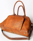 Vintage Inspired Handmade Leather Tote With Full Grain Cowhide