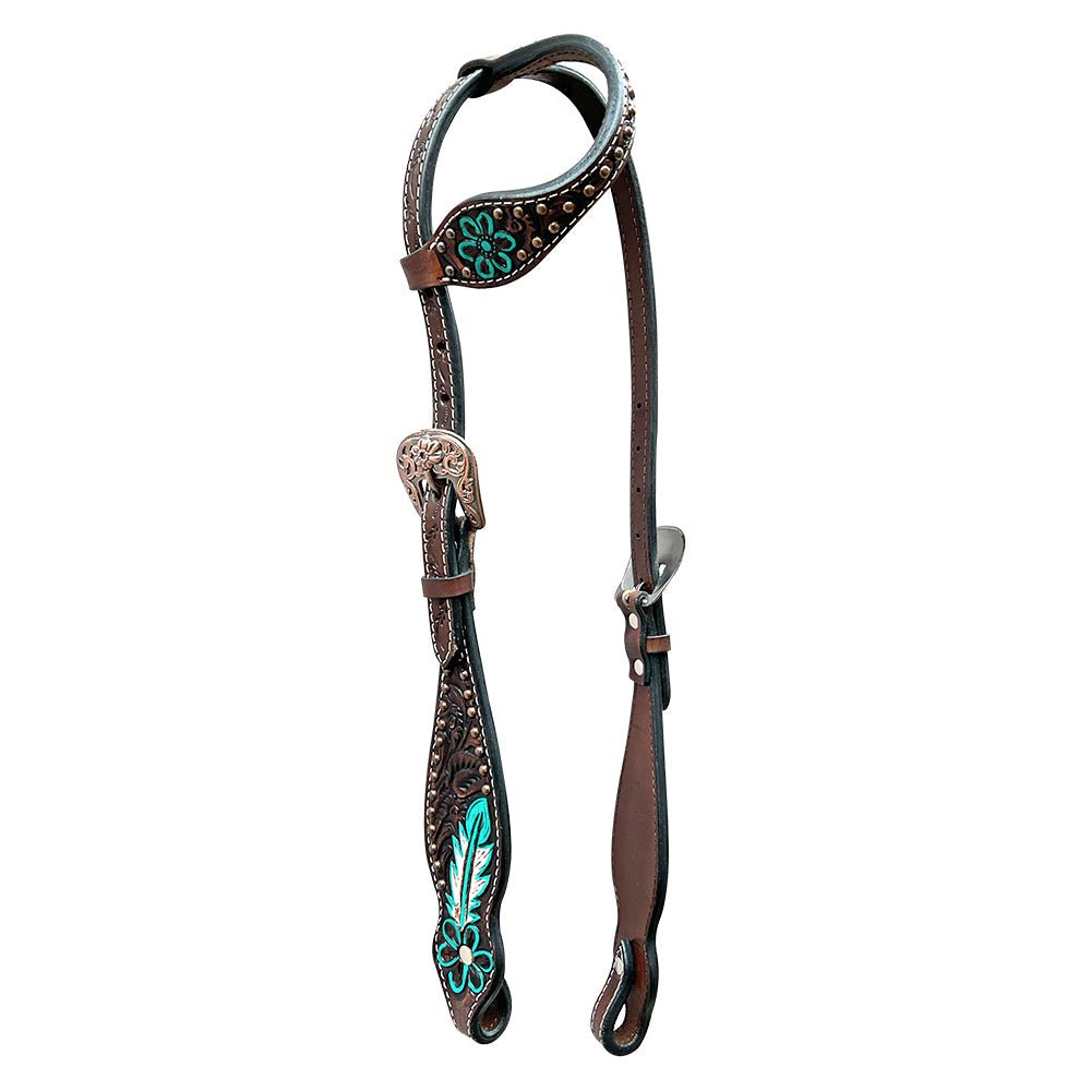 Bar H Equine Genuine Western American Leather Horse Premium Headstall &amp; Breast Collar Set