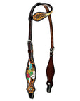 Bar H Equine American Leather Horse Saddle Tack One Ear Headstall | Breast Collar | Browband Headstall | Wither Strap | Tack Set for Horses BER180