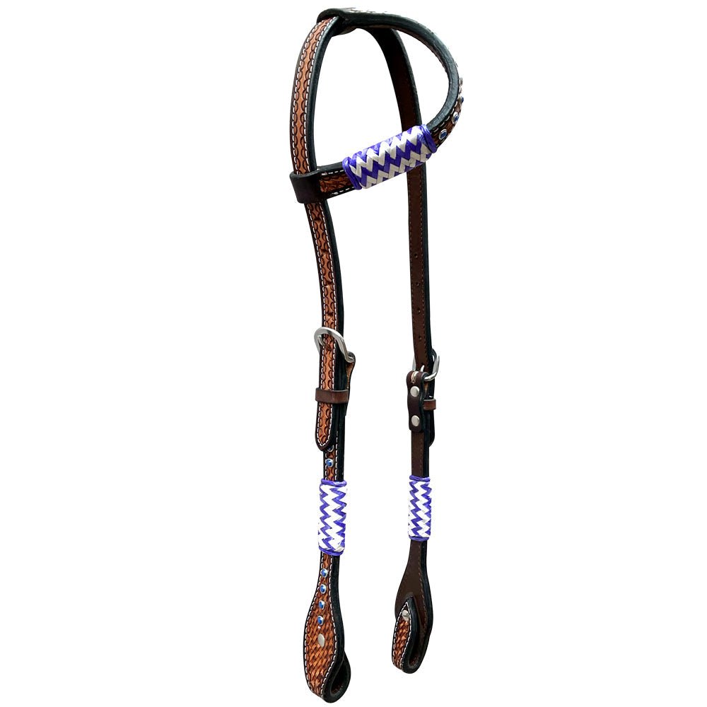 Bar H Equine Genuine Western American Leather Horse Premium Headstall &amp; Breast Collar Set