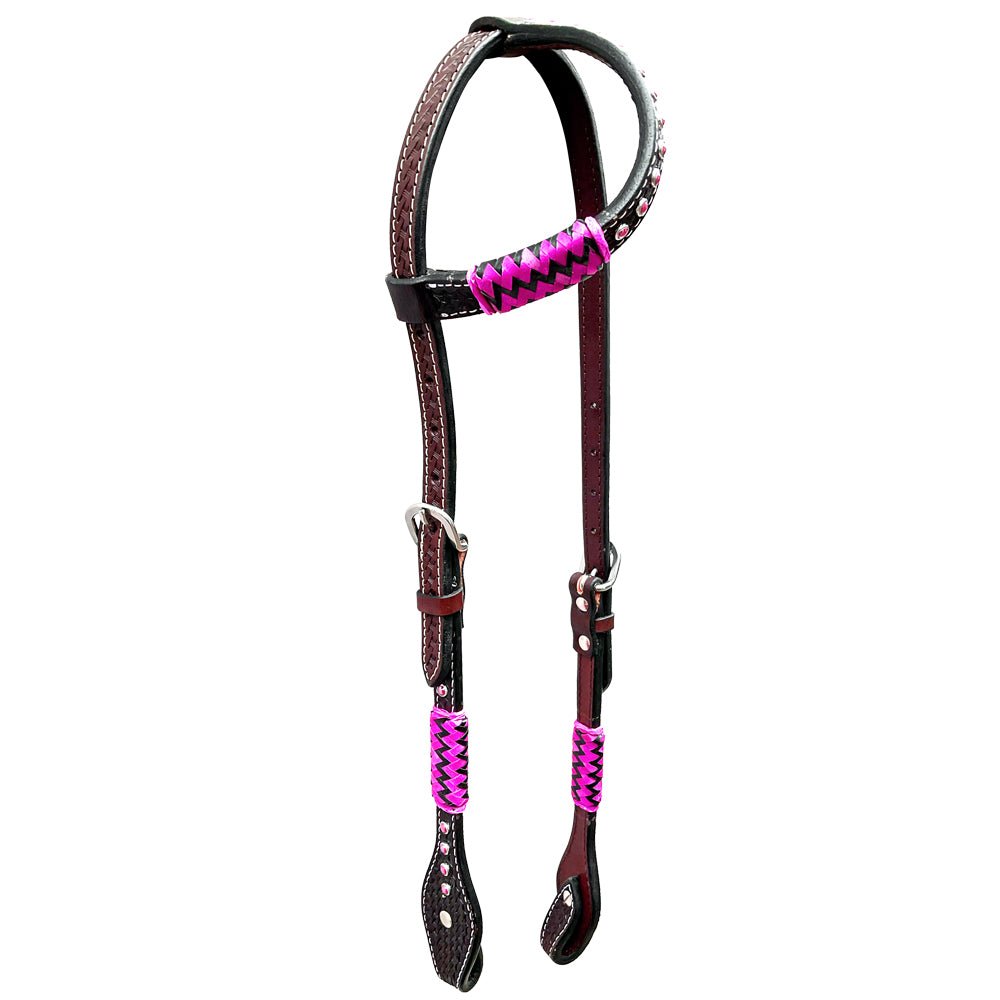 Bar H Equine Genuine Western American Leather Horse Premium Headstall &amp; Breast Collar Set