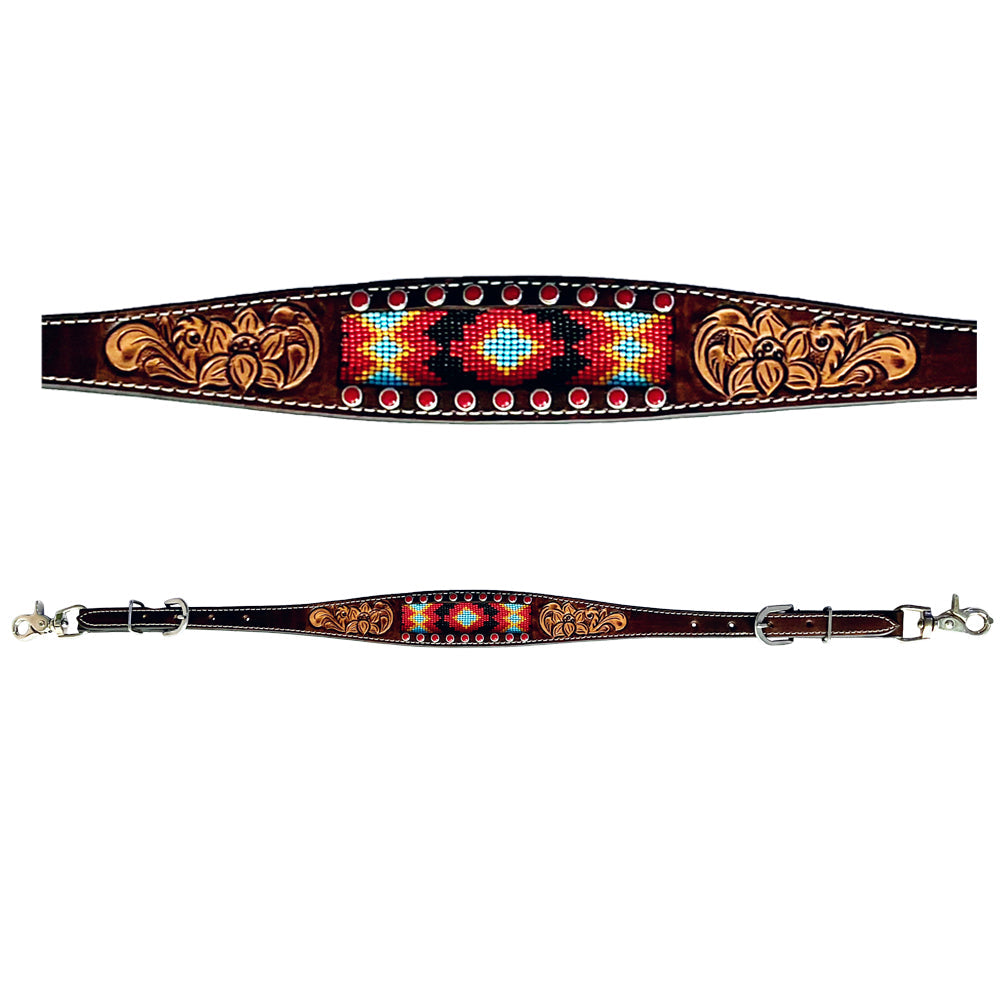 Bar H Equine Genuine Western American Leather Horse Premium Headstall &amp; Breast Collar Set