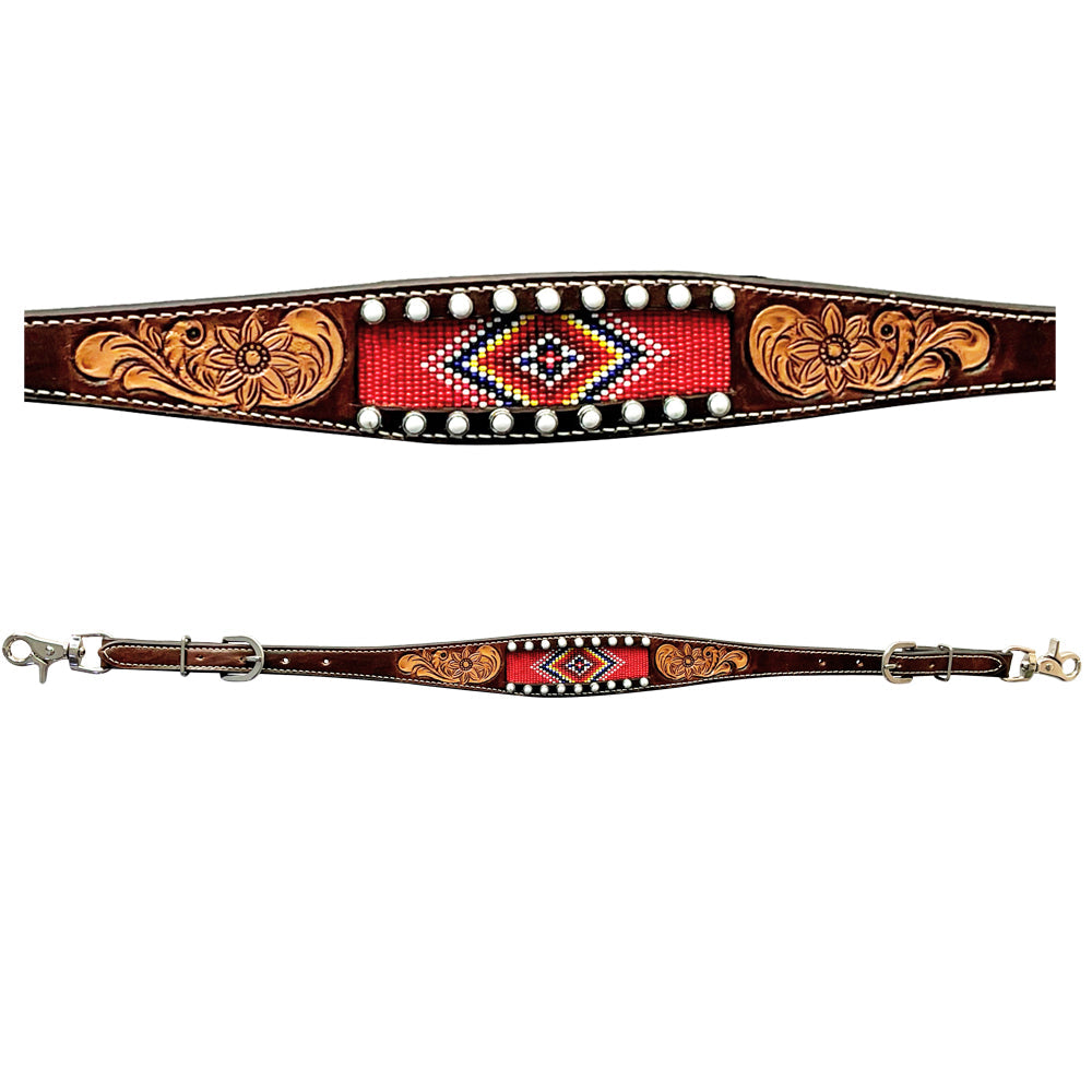 Bar H Equine Genuine Western American Leather Horse Premium Headstall &amp; Breast Collar Set