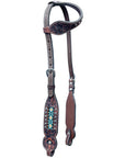 Bar H Equine American Leather Horse Saddle Tack One Ear Headstall | Breast Collar | Browband Headstall | Wither Strap | Tack Set BER229