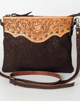 American Darling Western Small Crossbody Bag – Genuine Hair-On Cowhide Leather with Fringes, Adjustable Strap, Handcrafted in Texas
