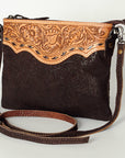 American Darling Western Small Crossbody Bag – Genuine Hair-On Cowhide Leather with Fringes, Adjustable Strap, Handcrafted in Texas