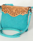 American Darling Western Small Crossbody Bag – Genuine Hair-On Cowhide Leather with Fringes, Adjustable Strap, Handcrafted in Texas