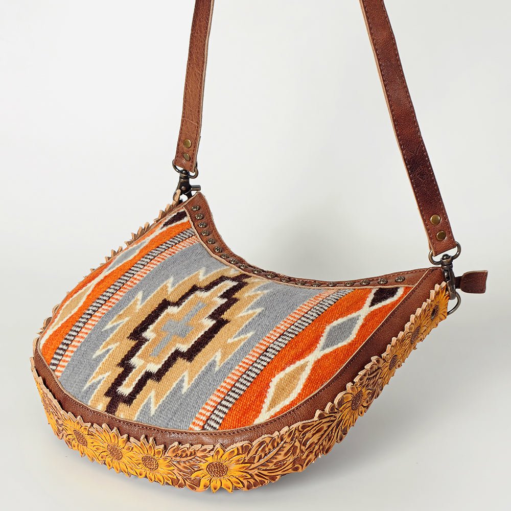 American Darling Hand Tooled Saddle Blanket Genuine Leather Women Bag Western Handbag Purse