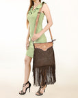 American Darling ADBGS192DM1E Messenger Hand Tooled Embossed Genuine Leather women bag western handbag purse