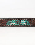 BAR H EQUINE Natural Floral Hand Painted Western Fashion Premium Leather Men And Women Belt Brown