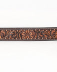 BAR H EQUINE Floral Genuine Hand Tooled Western Fashion Premium Leather Men And Women Belt Brown
