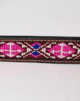 BAR H EQUINE Beaded Floral Hand Carved Western Leather Men And Women Belt Antique Brown