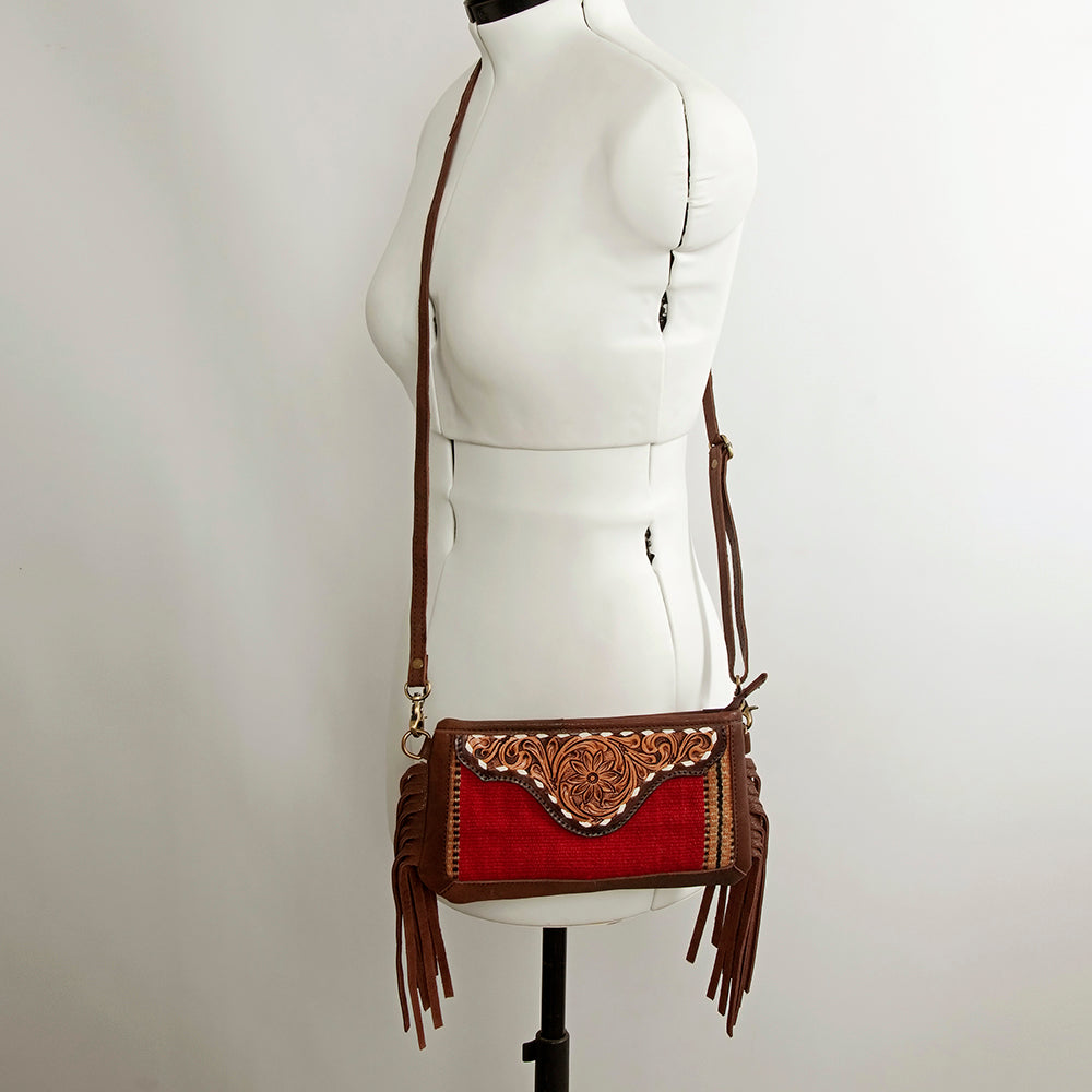 American Darling Small Crossbody Hand Tooled Saddle Blanket Genuine Leather women bag western handbag purse