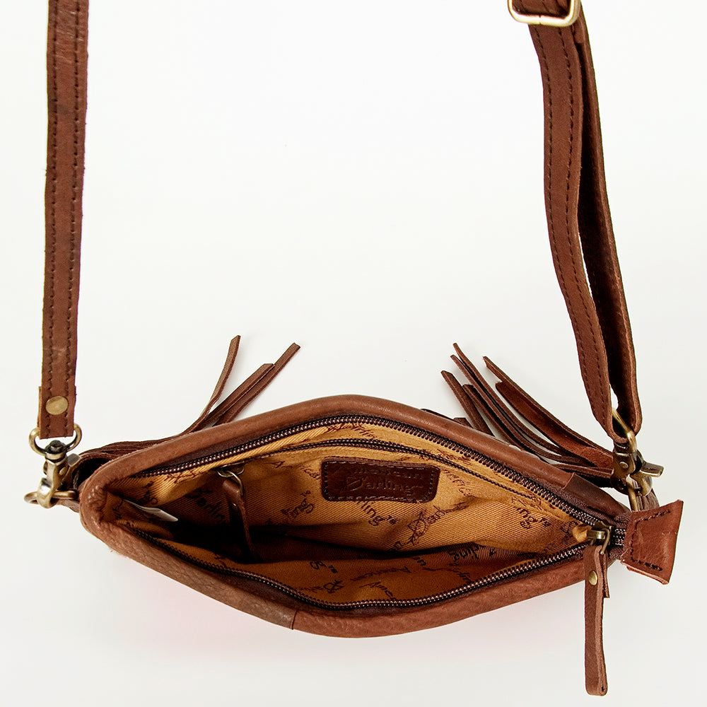 American Darling Small Crossbody Hand Tooled Saddle Blanket Genuine Leather women bag western handbag purse